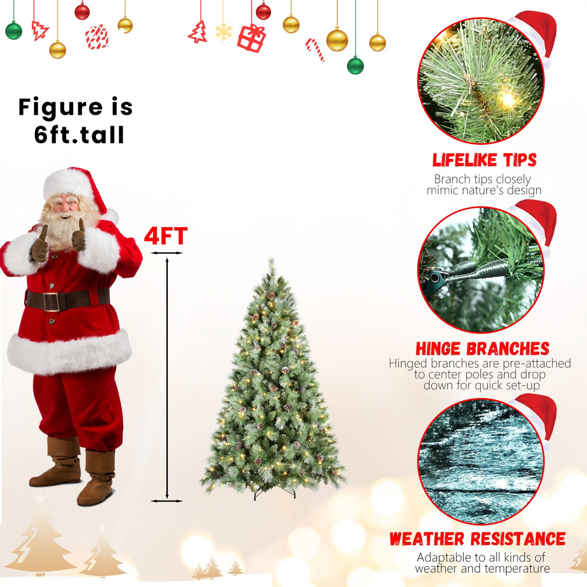 4FT Christmas Tree with 150 Warm Lights