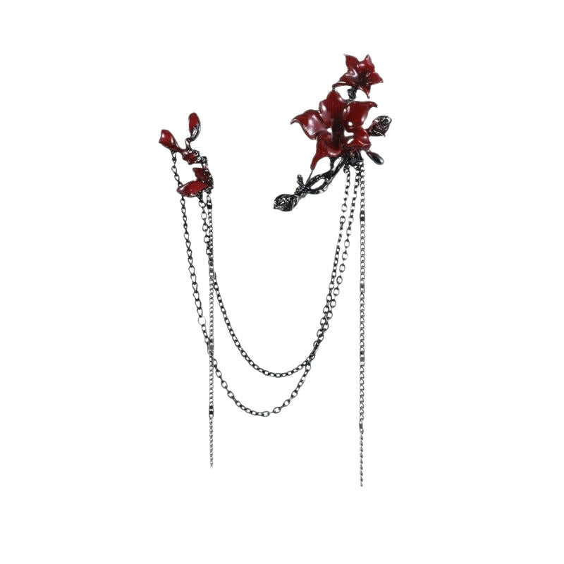 Retro Gothic-style Skull And Rose Brooch