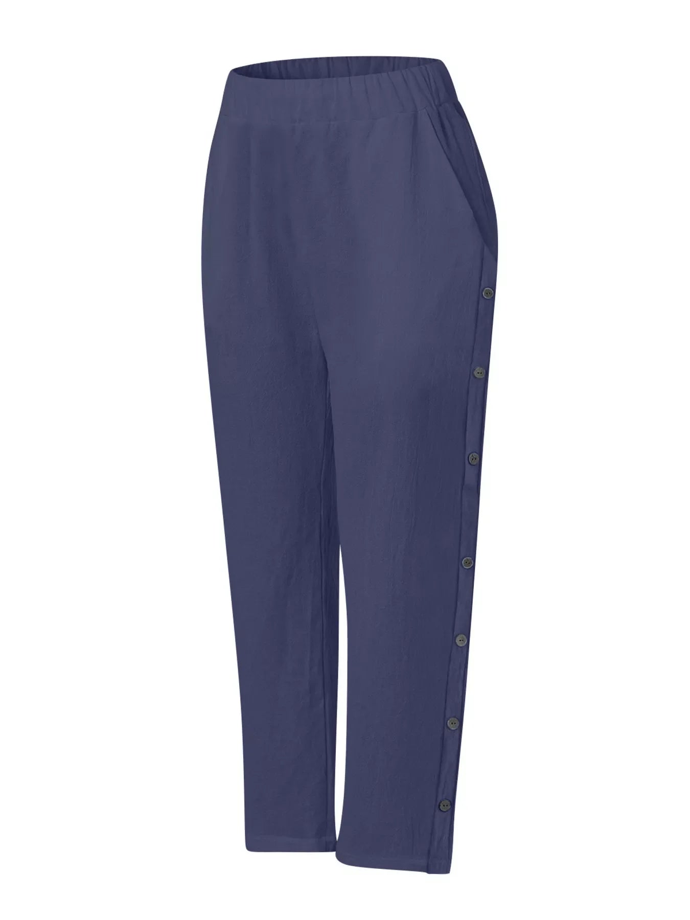 Full Size Side Button Decor Pants Plus Size
