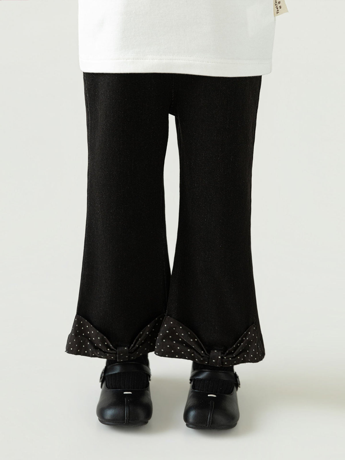 Girls' Children's Polka-dot Bow Flare Pants
