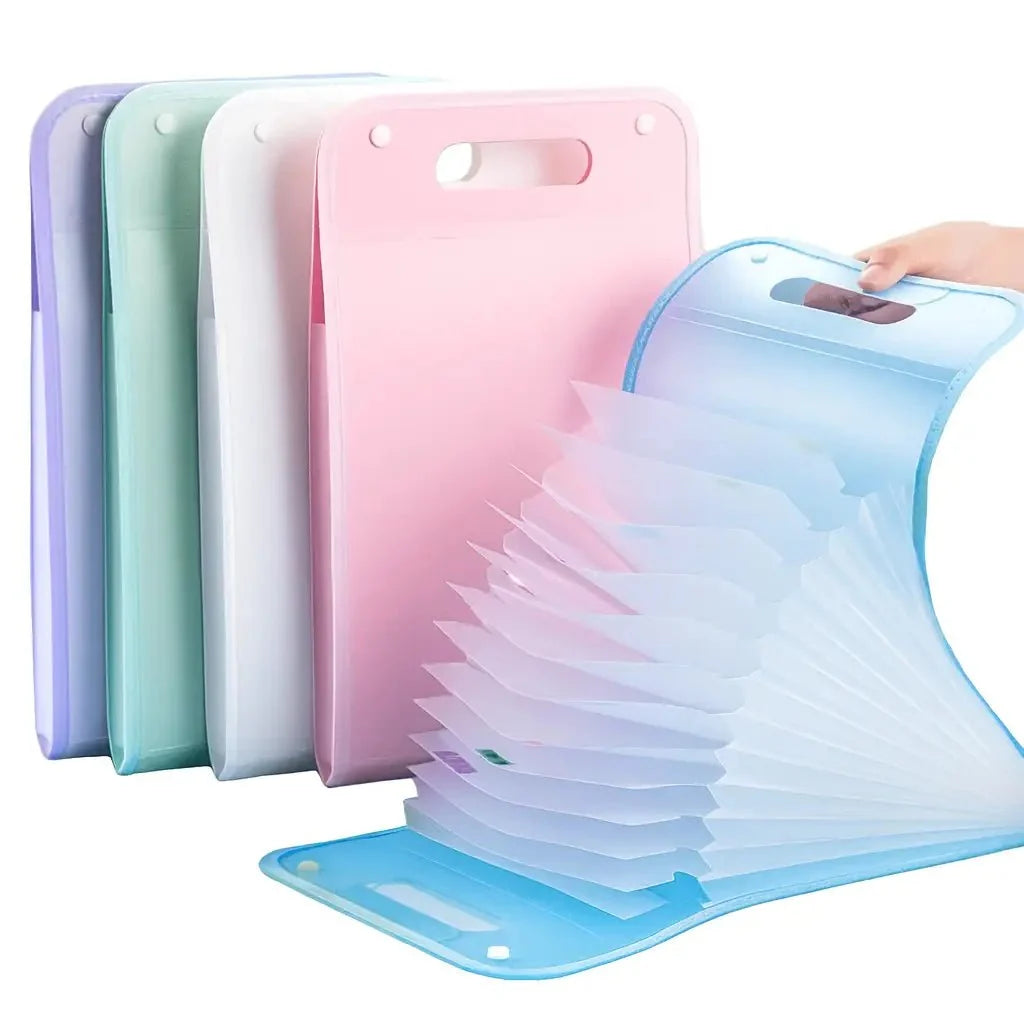 A4 Macaron Vertical Binding File Bag | 13-Cell Portable Accordion Organizer