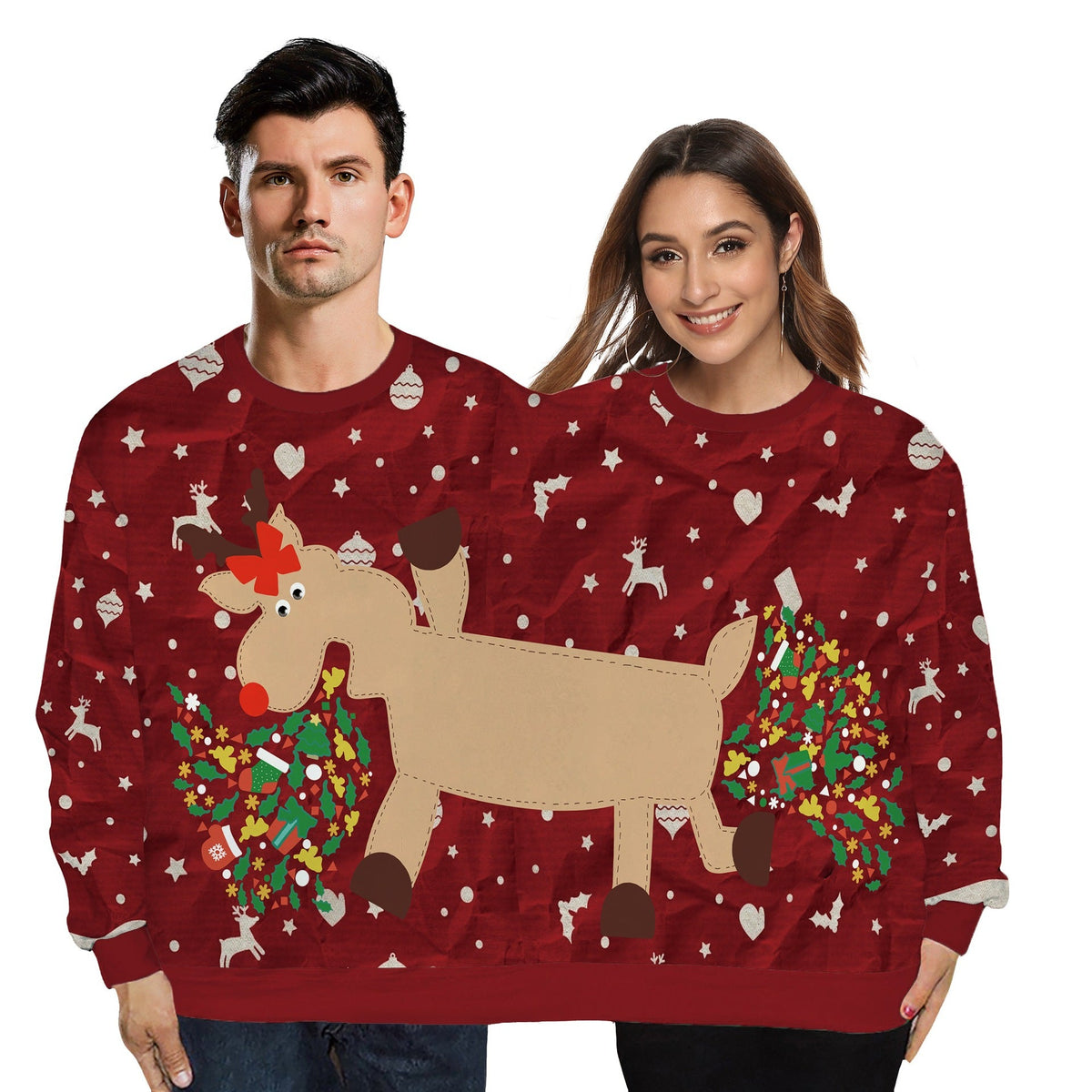2026New Autumn And Winter Christmas Clothing European And American Best-Selling 3D Digital Printing Male And Female Couple One-Piece Round Neck Sweatshirt