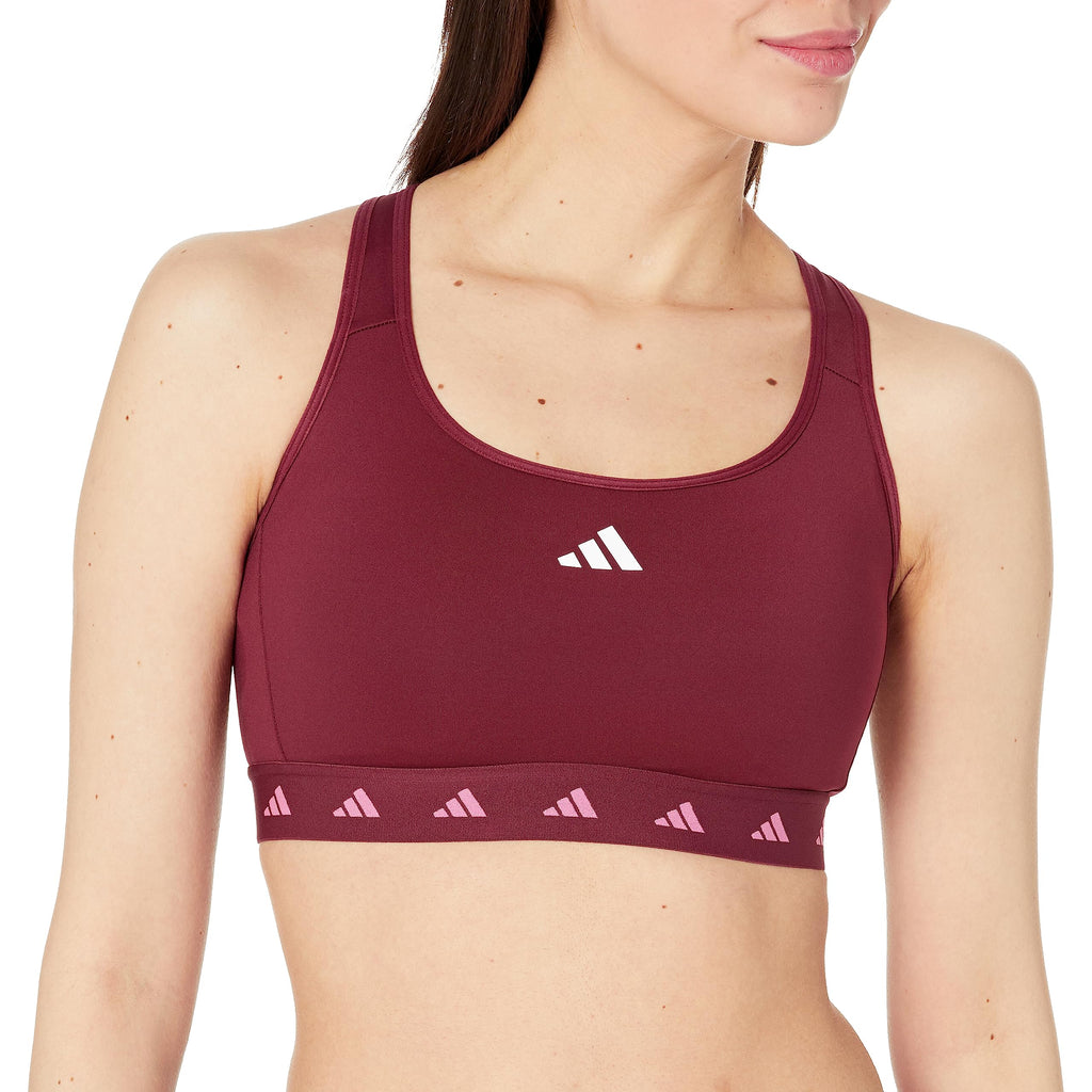 adidas Womens Powerreact Training Medium-Support Techfit Bra Shadow Red/Linen Large DD