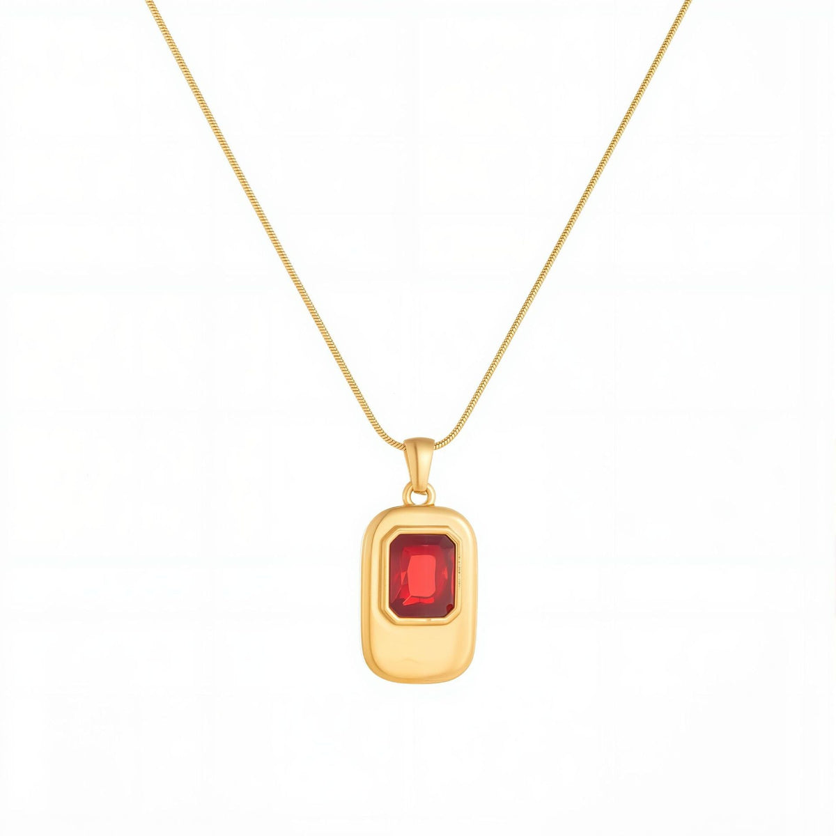 Women Titanium Steel Square Pendant Choker Necklace, New Arrival Colorful Zircon Niche Luxury Versatile Fade Resistant Collarbone Jewelry