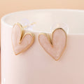 Asymmetric Heart Stud Earrings Blush Gold Tone Brass Women Romantic Daily Party Fashion Jewelry Elegant