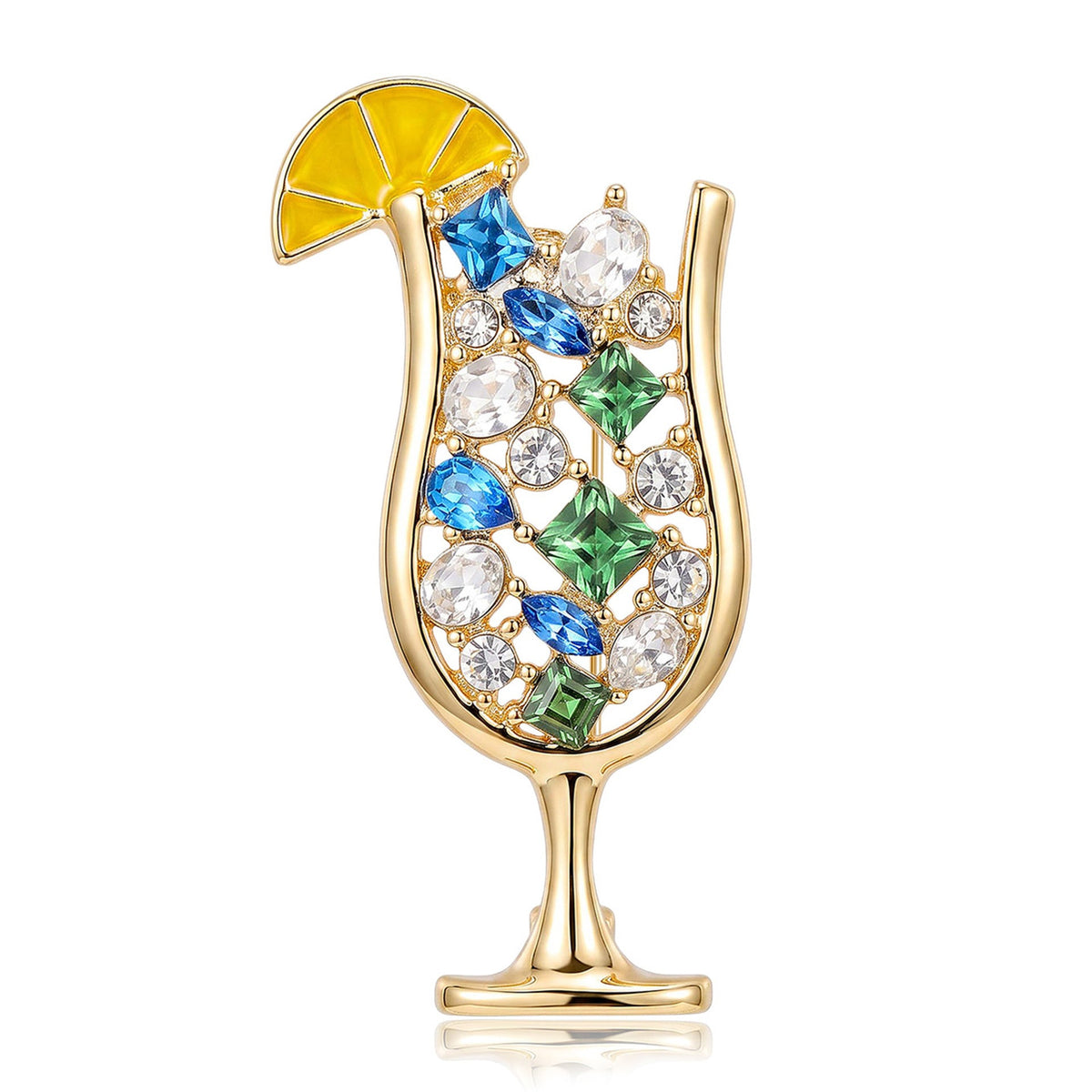 New Diamond-encrusted Wine Glass Brooch Decoration