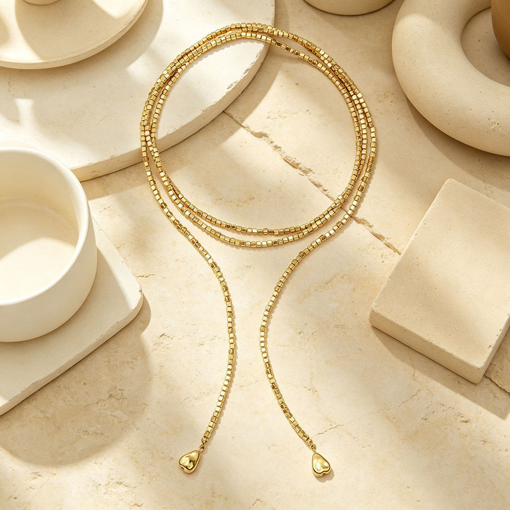 Women European American Long Clavicle Necklace, Unique Geometric Braided Design With Teardrop Pendant, Versatile Fashion Neck Jewelry