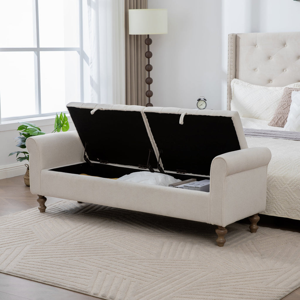 65.75" Wide Modern Upholstered Storage Bench