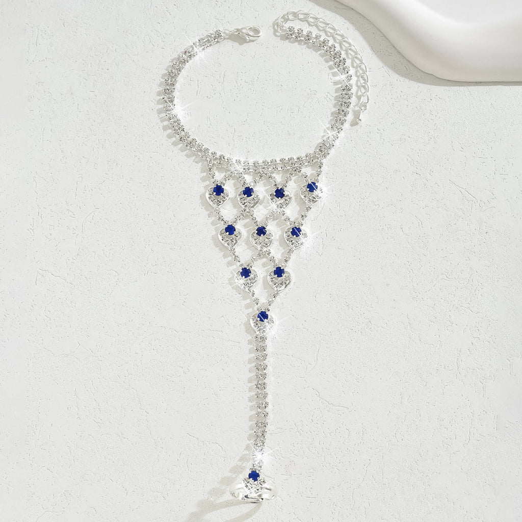 2026 New Sweet Heart-Shaped Tassel Ankle Bracelet Fashion Cross-Border Hot-Selling Diamond-Encrusted Heart Foot Jewelry Wholesale