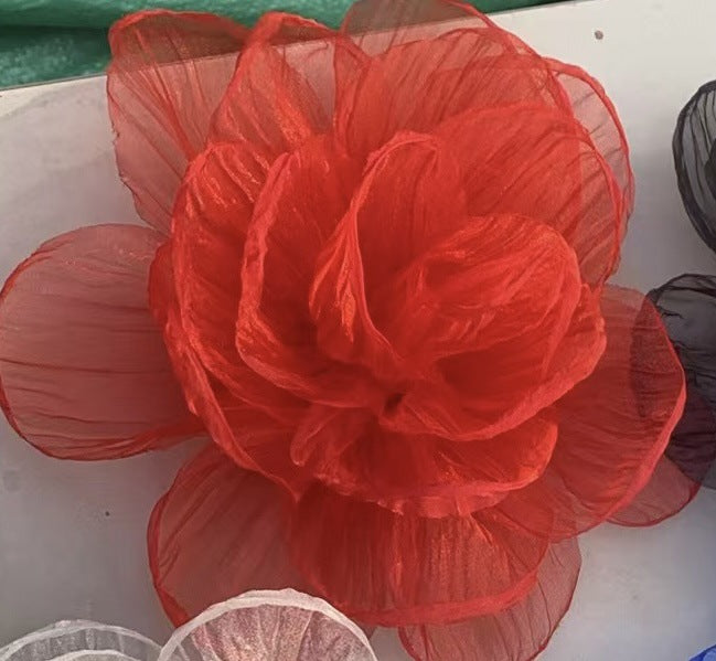 20cm Ruffled Burn-edged Camellia Corsage
