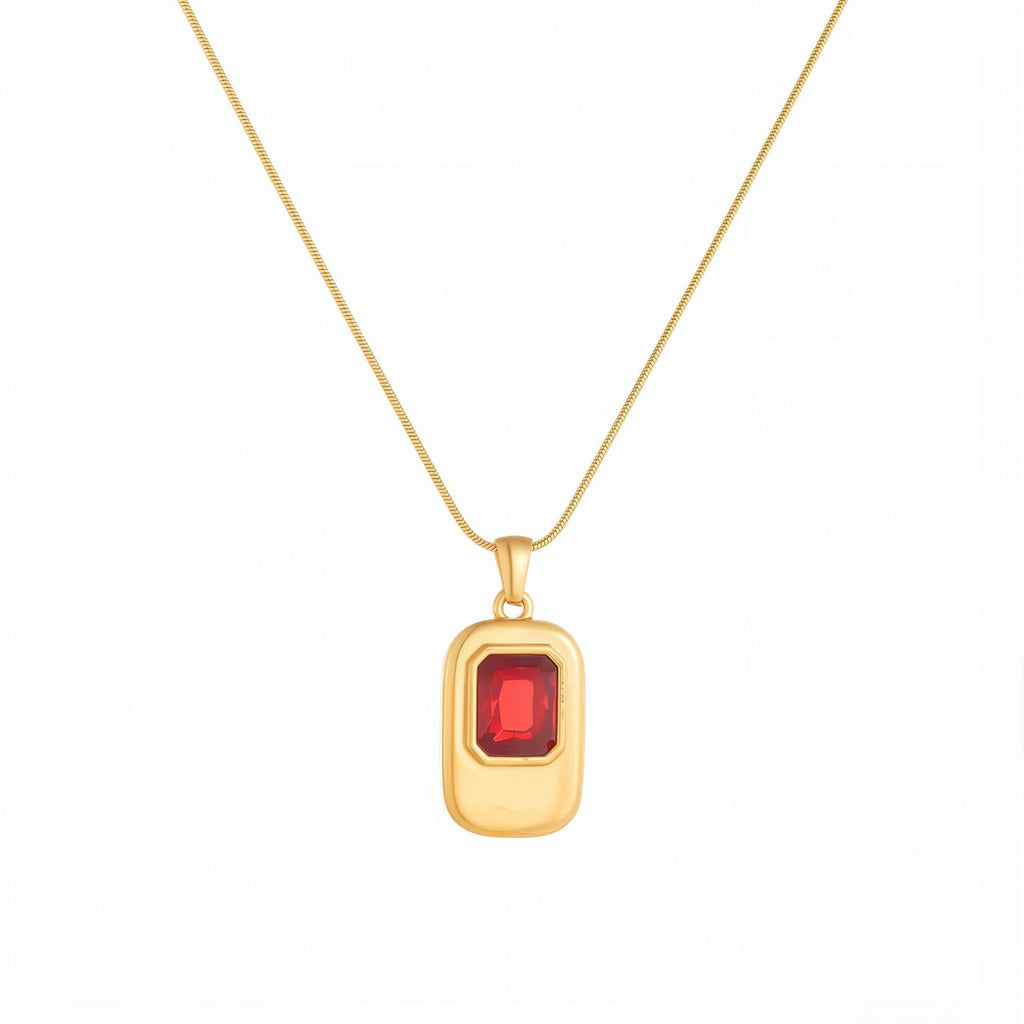 Women Titanium Steel Square Pendant Choker Necklace, New Arrival Colorful Zircon Niche Luxury Versatile Fade Resistant Collarbone Jewelry