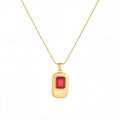 Women Titanium Steel Square Pendant Choker Necklace, New Arrival Colorful Zircon Niche Luxury Versatile Fade Resistant Collarbone Jewelry
