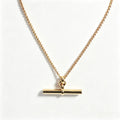 French Minimalist T-bar Necklace With 18K Gold-plated Beads