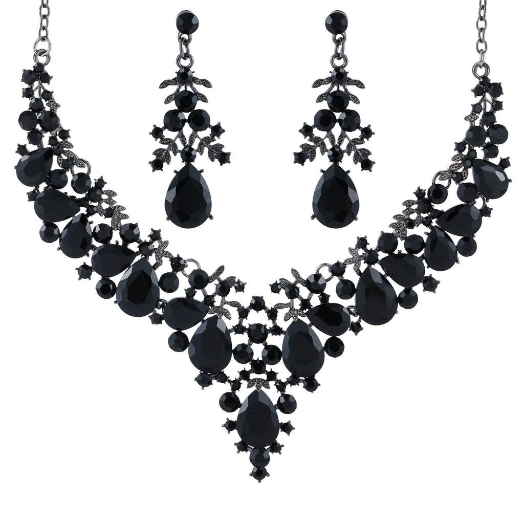 Waterdrop Leaf Necklace Earrings Set Bridal Wedding Banquet Women Jewelry Set For Wedding Party Evening Occasions