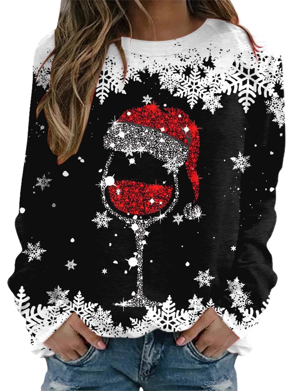Christmas New Women's Round Neck Sweater 3D Digital Printing Casual Women's Clothing