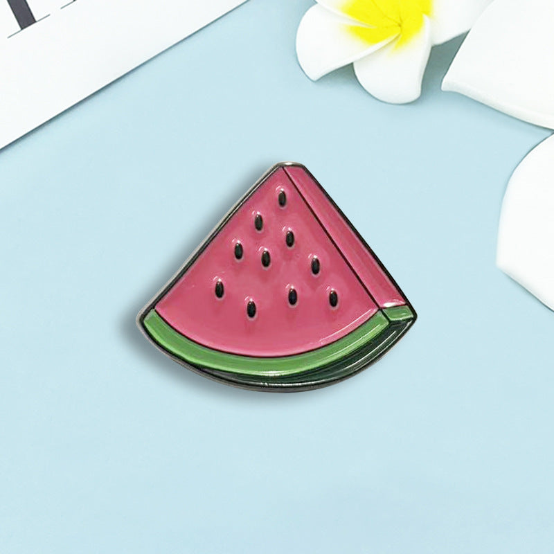Cute Cartoon Watermelon Fruit Shaped Baked Finish Brooch