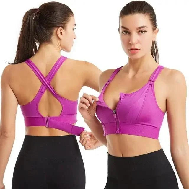 Adjustable Woman Modern Sports Bra Sportswear Crop Top Belt Zipper Yoga Running Comfortable Bras Push Up Gym Equipment