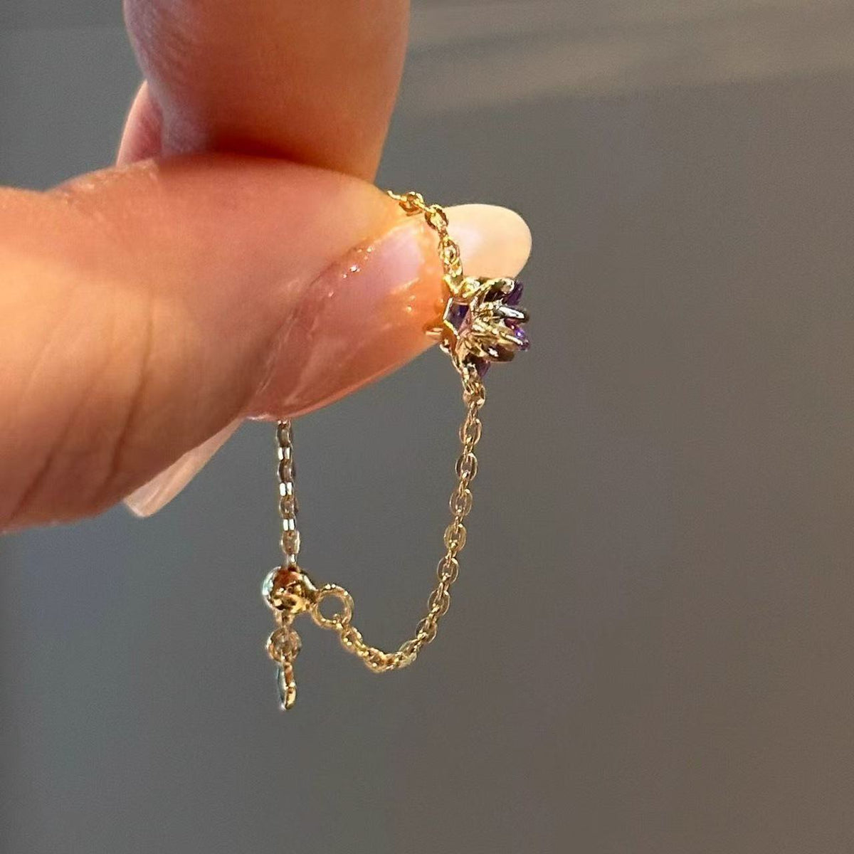 Purple Star Patterned Versatile Casual Roland Drawstring Thin Chain Niche Exquisite High End Ring