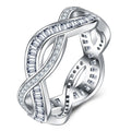S925 Silver 3g Baguette Moissanite Intertwined Ring, D VVS1, GRA US 5-8