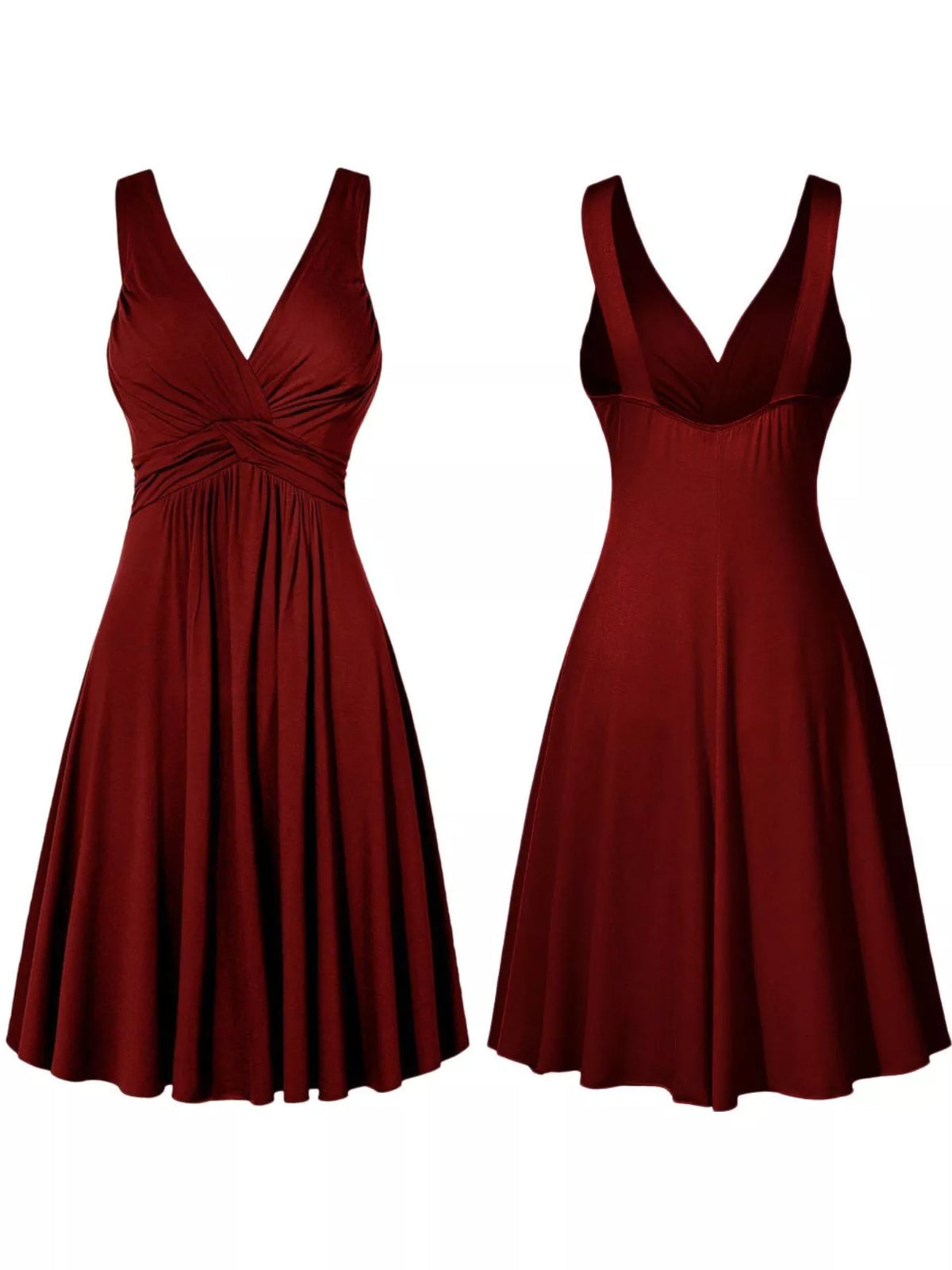 Full Size Twisted Sleeveless Ruched Waist A-Line Dress Plus Size