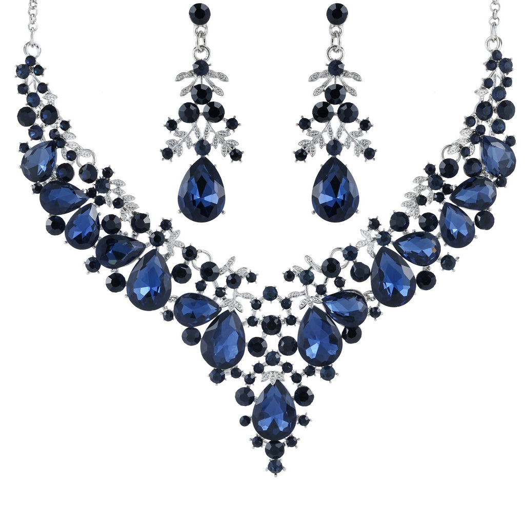 Waterdrop Leaf Necklace Earrings Set Bridal Wedding Banquet Women Jewelry Set For Wedding Party Evening Occasions