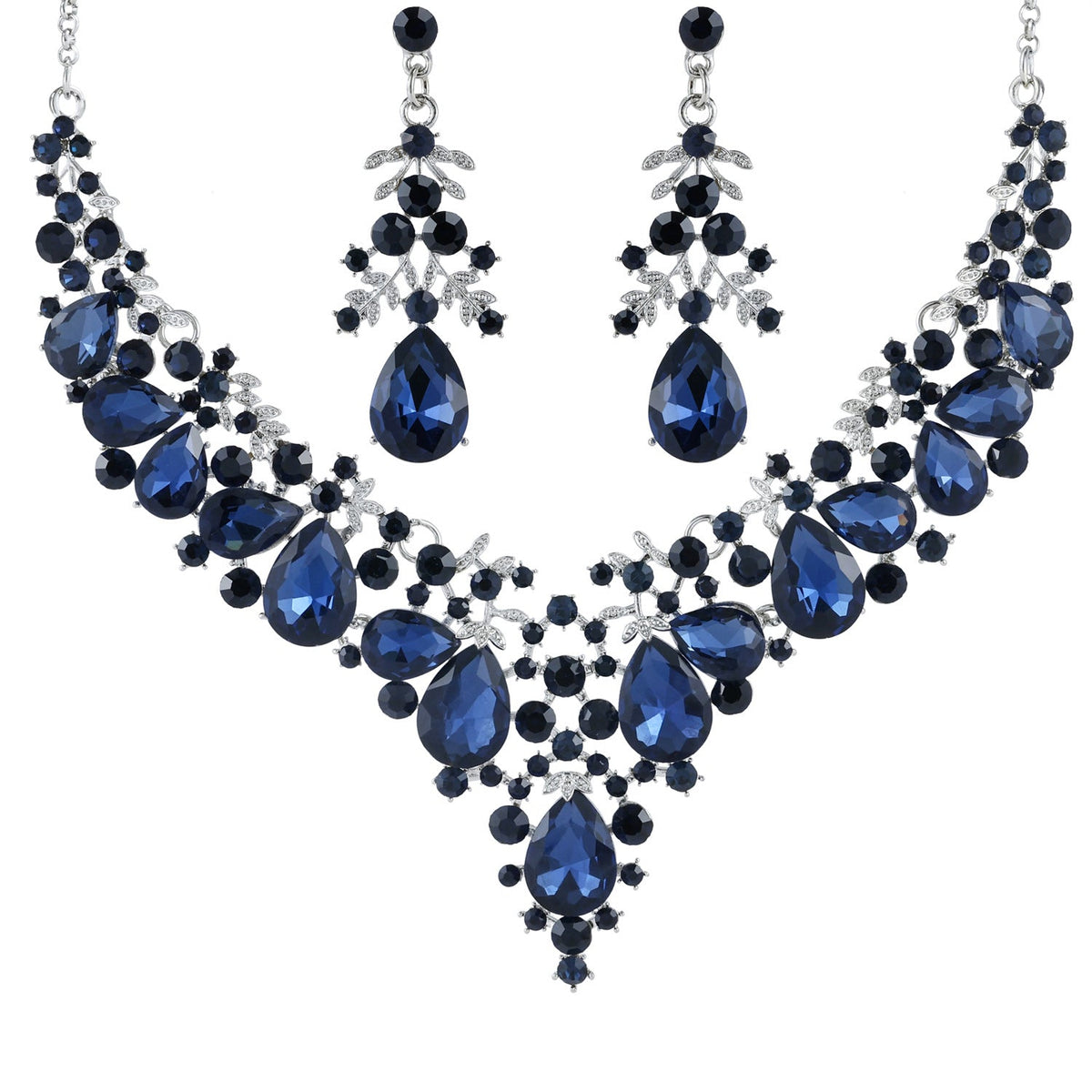 Waterdrop Leaf Necklace Earrings Set Bridal Wedding Banquet Women Jewelry Set For Wedding Party Evening Occasions