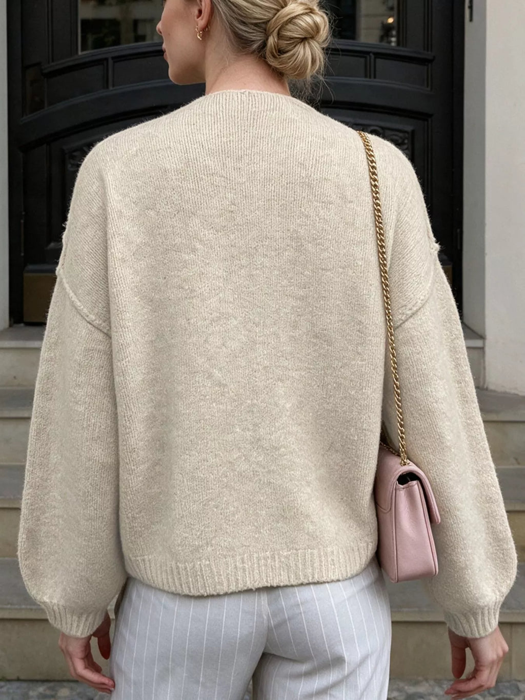 Open Front Dropped Shoulder Cardigan