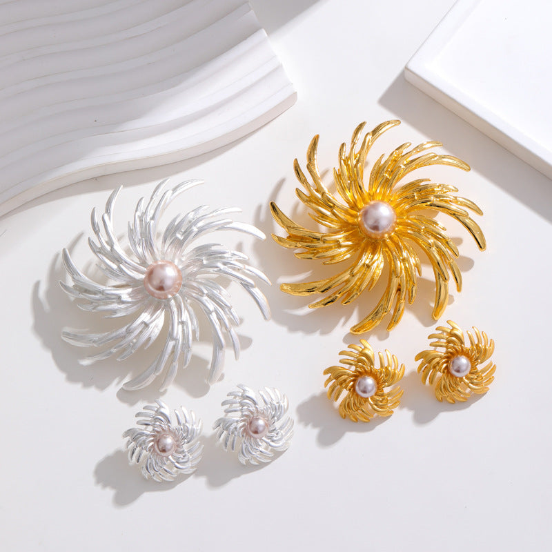 Firework-plated Wheat-ear Ear Studs With A Weathered Vintage Nostalgic Finish