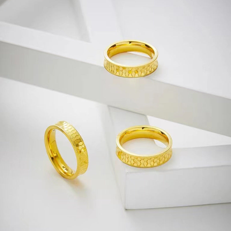 Brass Gold Plated Simulation Gold Temperament Ring