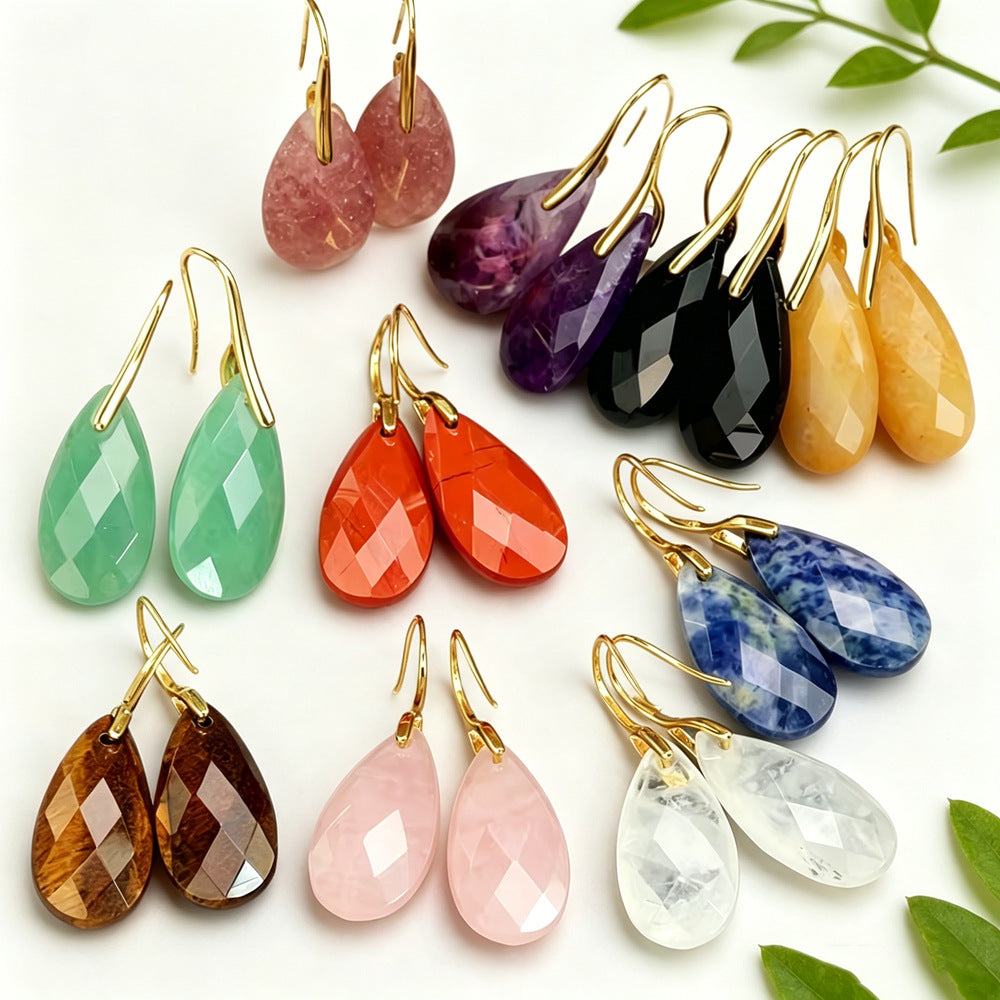 Cross-border Natural Stone Crystal Earrings