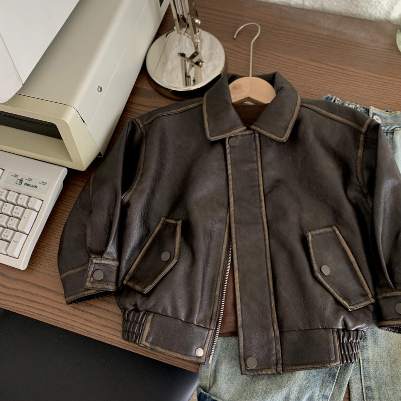 Boy's Fashion Leather Jacket Coats