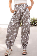Western Cactus Cowgirl Hat Boot Printed Vintage Drawstring Jogger Pants