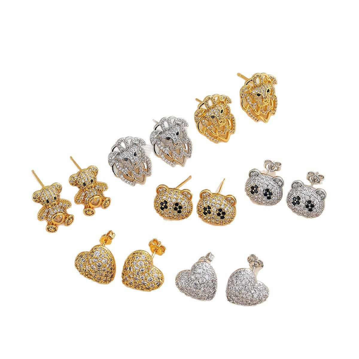 High-end Cute Little Bear Animal Stud Earrings, Made Of Copper