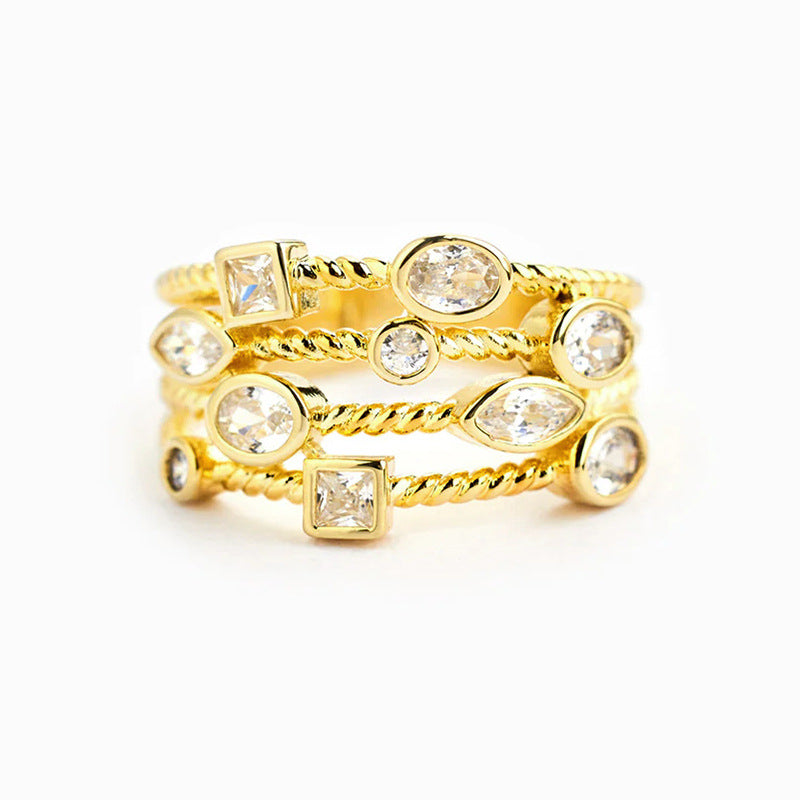 Niche Instagram-style Geometric Delicate Multi-layer Ring
