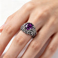 Vintage Inlaid Purple Sapphire Ring For Women