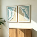 24x32 Set of 2 Framed Ocean Wave Wall Art, Aqua