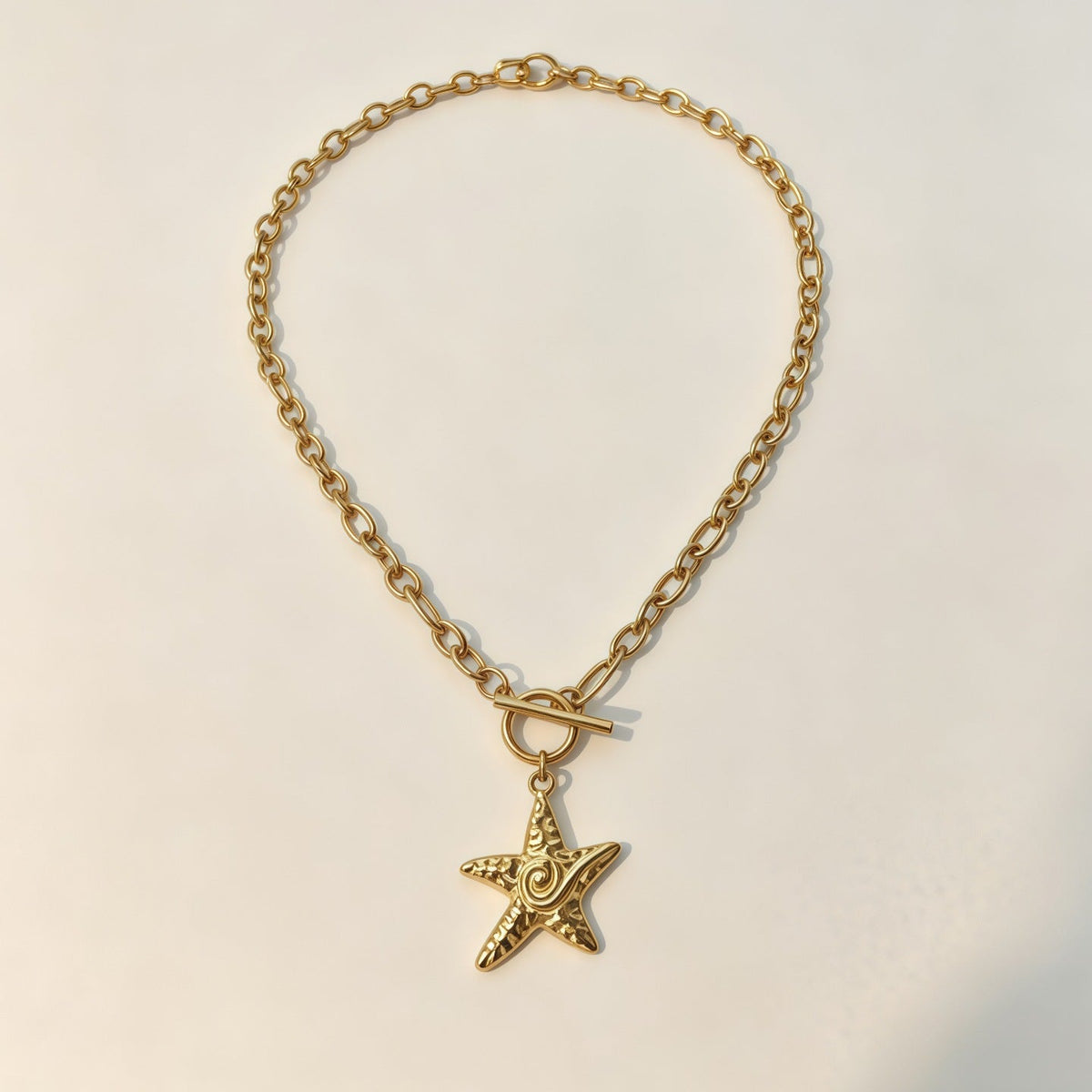 Gold Starfish Pendant Necklace Ocean Vacation Style Beach Clavicle Chain Women Neck Jewelry For Daily Dating Summer Party Occasions