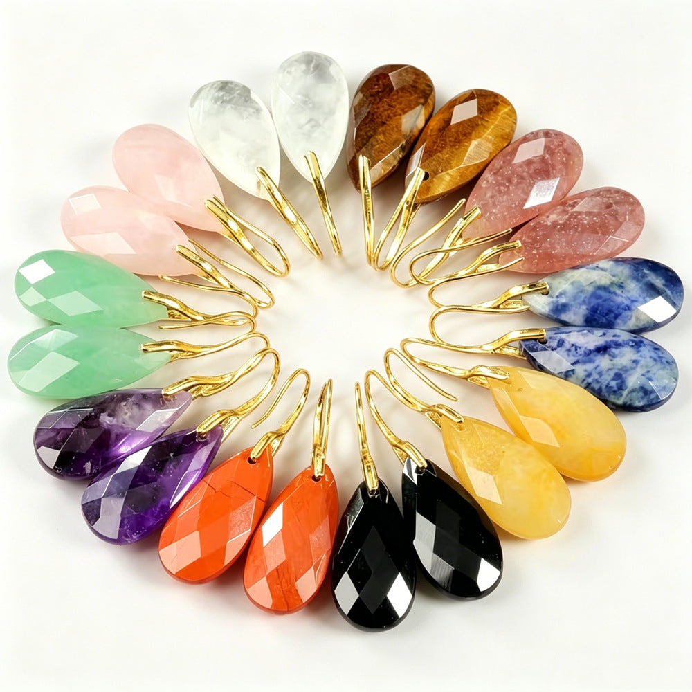 Cross-border Natural Stone Crystal Earrings