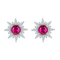 S925 Silver 2.6g Star Design Lab-Created Ruby Stud Earrings, 0.5ct 5mm, Pair