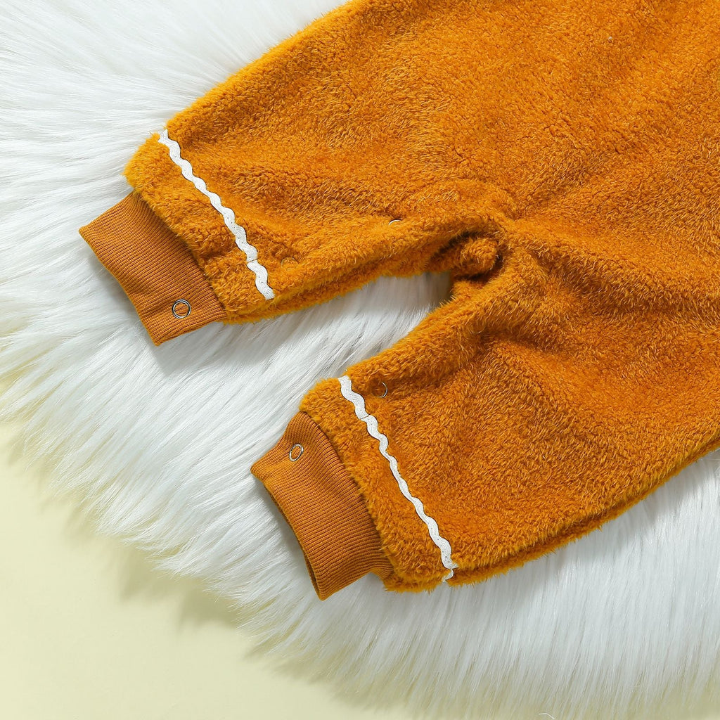 Children's Clothing Christmas Infant Fur Solid Color Hooded One-piece