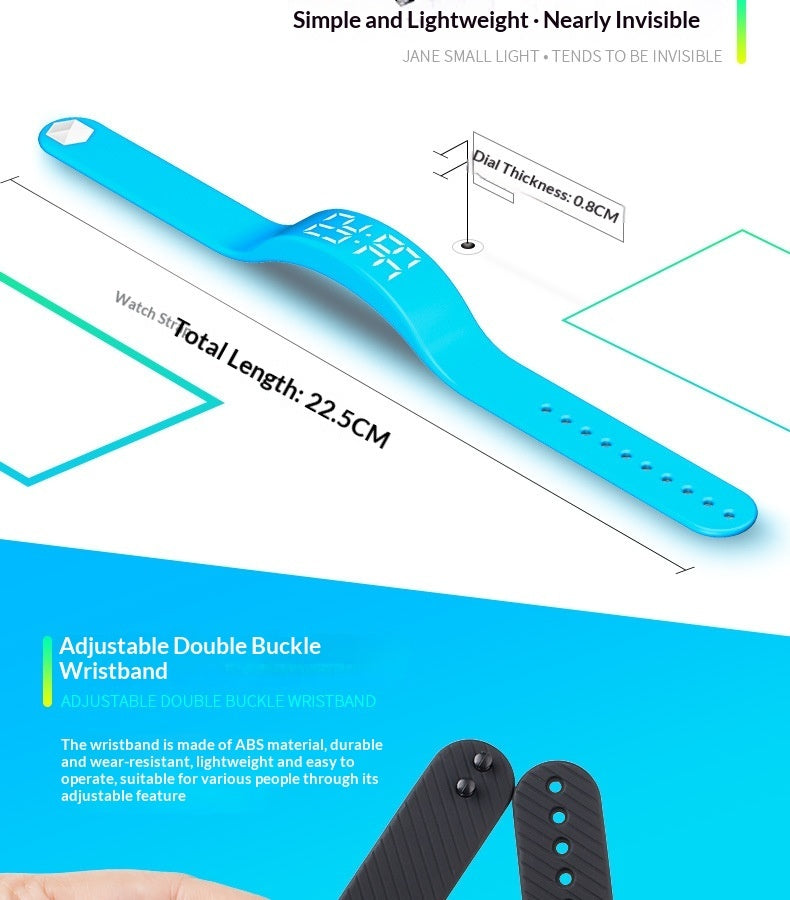 Fitness Smart Bracelet Waterproof Pedometer LED Watch Vibration Alarm Student Childrens Electronic Watch T5S