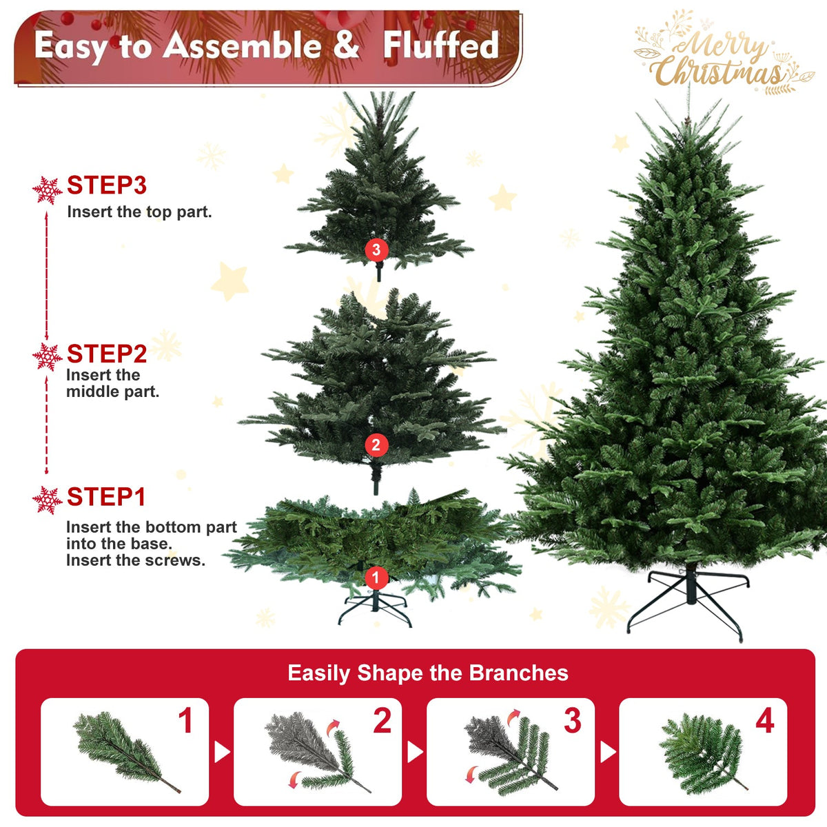 4FT Full-Shaped Christmas Tree with 714 Tips