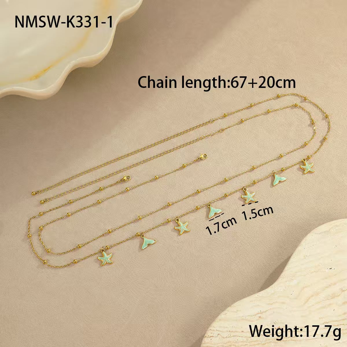 Womens Beach Double-layer Star Chain Waist Belt Body Chain