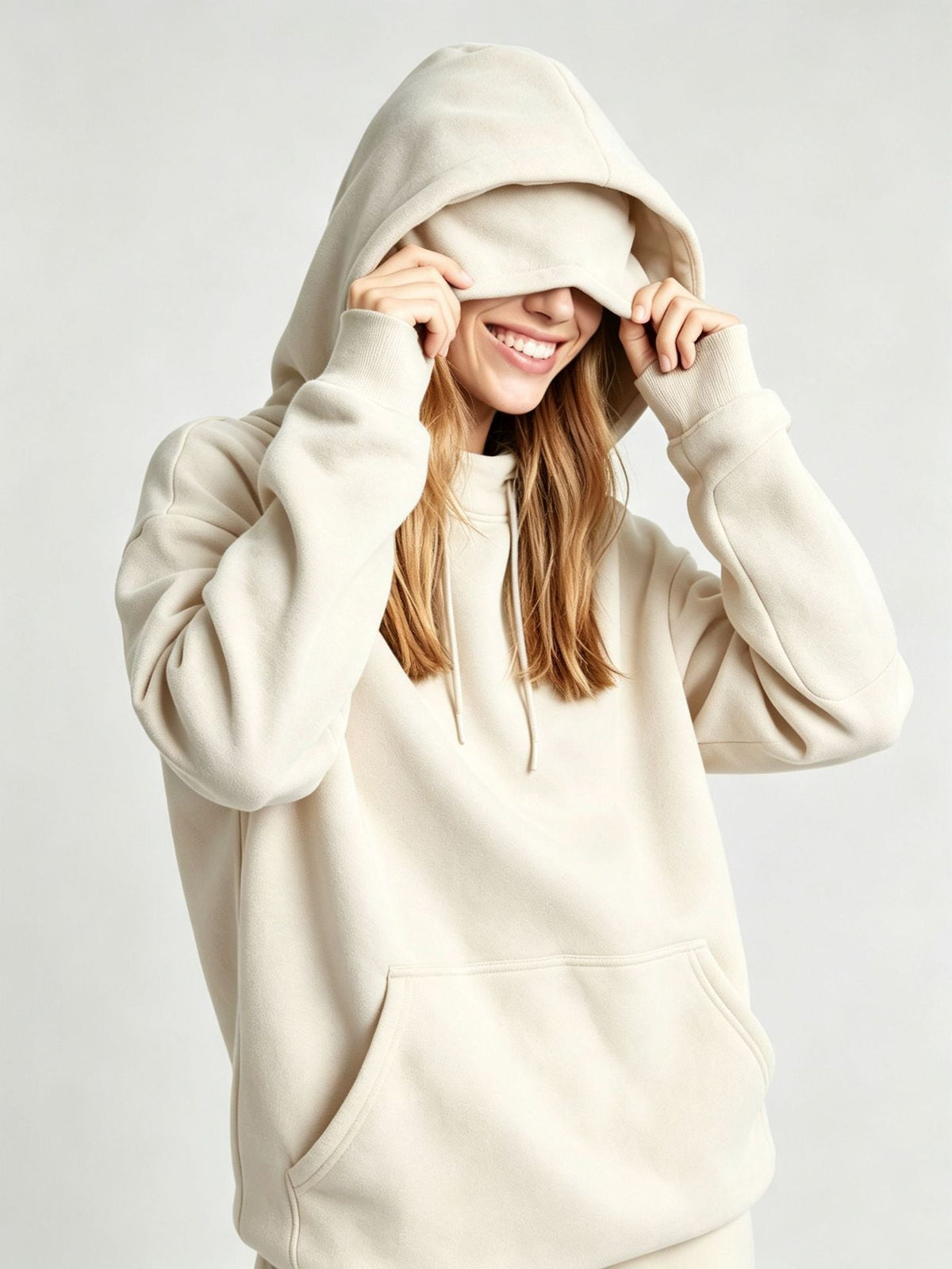 2026 Autumn Winter New European And American Style Fleece-Lined Hoodie For Women, Solid Color, Loose Fit, Casual Pullover, Cross-Border Women's Clothing