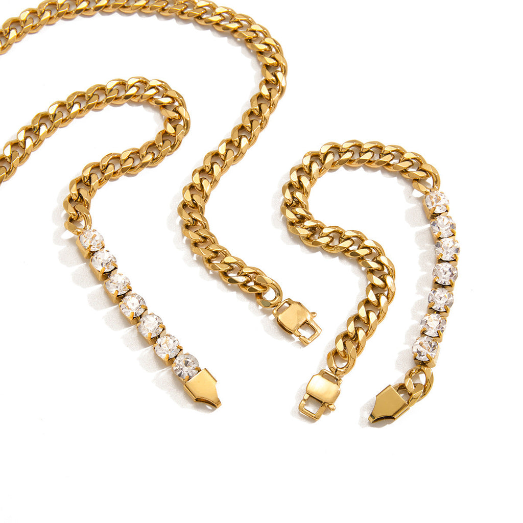 Womens Stainless Steel Cuban-Link Bracelet