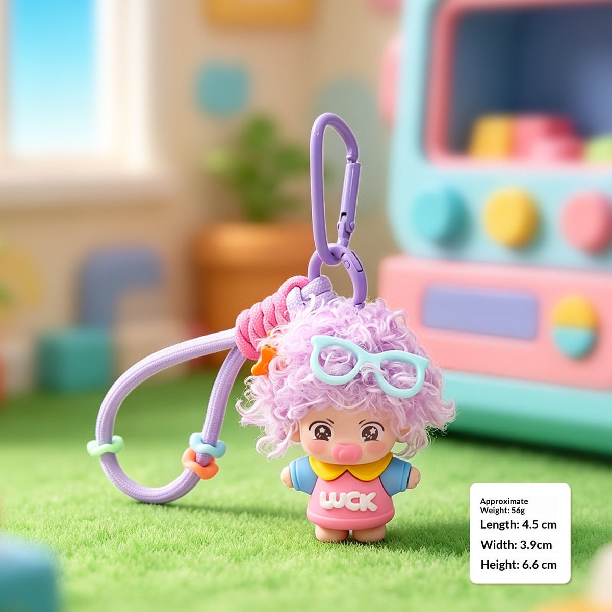 Curly-haired Dopamine Pacifier Doll Keychain Pendant