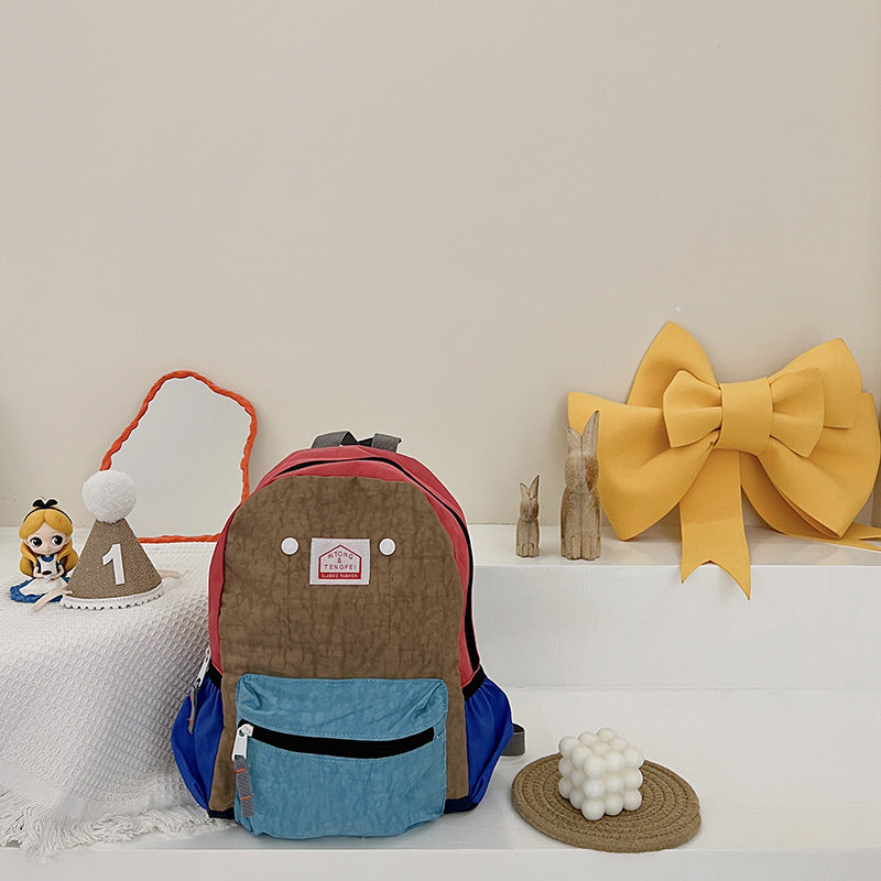 Children's Bags Simple And Lightweight Canvas Backpack Boys Girls Spine Protection