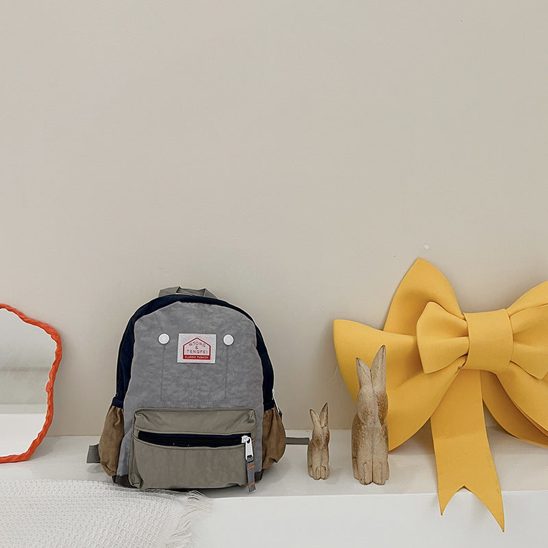 Children's Bags Simple And Lightweight Canvas Backpack Boys Girls Spine Protection