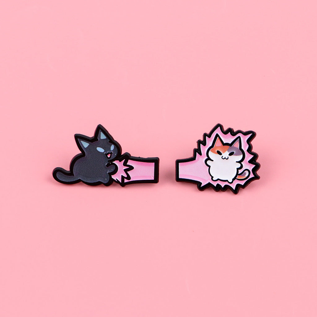 Cat And Fish Brooch Badge For Clothing