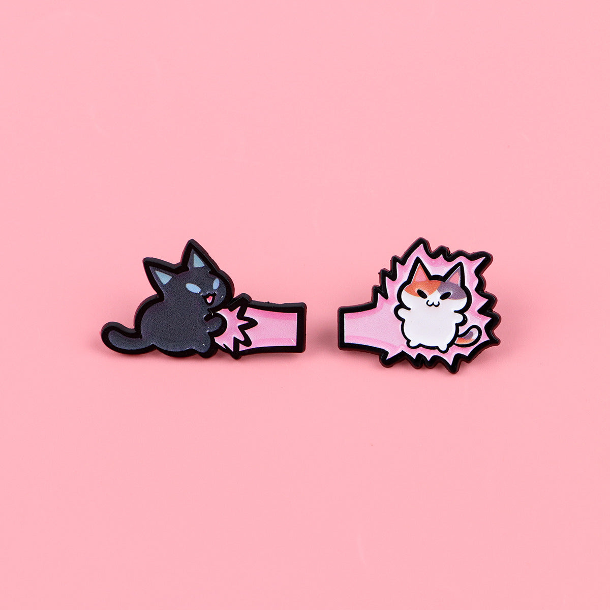 Cat And Fish Brooch Badge For Clothing